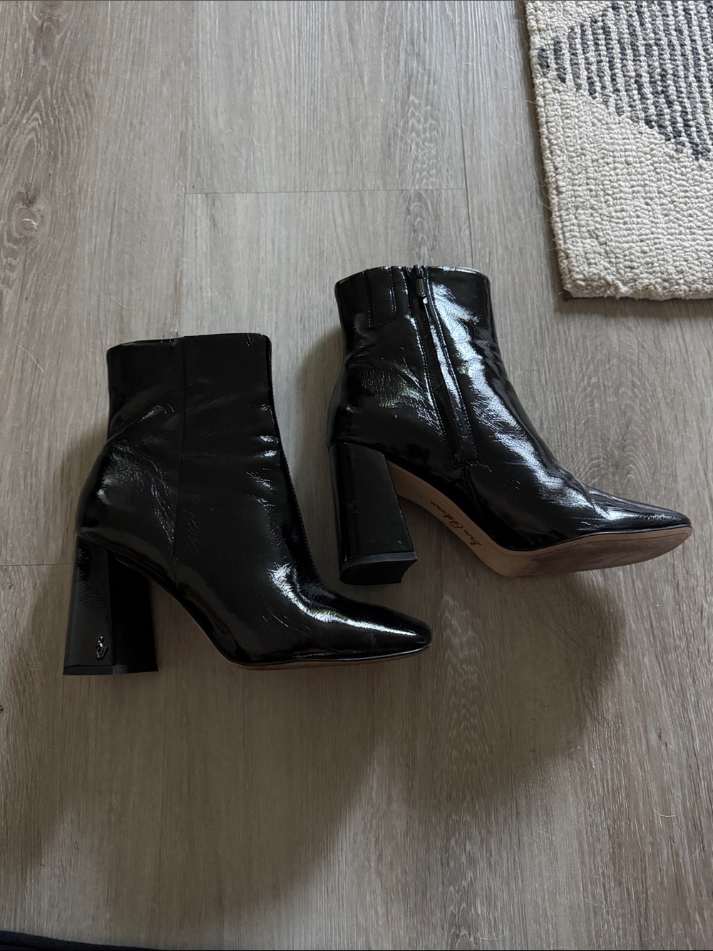 Sam Edelman Black Patent Leather Ankle Booties